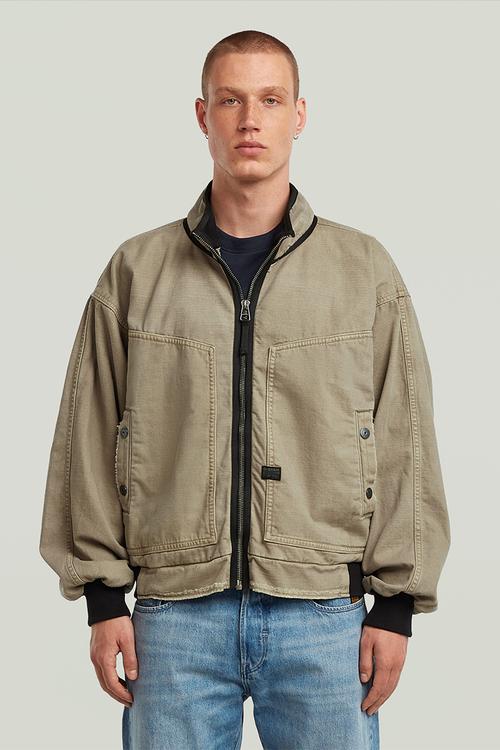 Oversized denim bomber - grey