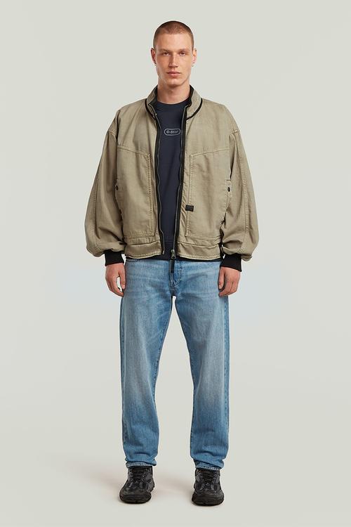 Oversized denim bomber - grey
