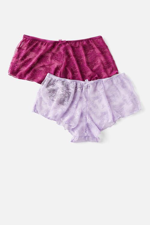 Airlie Lace Shortie 2Pk - Lavender/Boysenberry