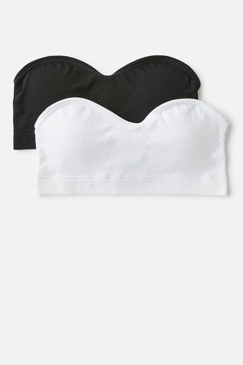 Seamless Sweetheart Padded Bandeau 2 Pack - (R) Black/ (R) White
