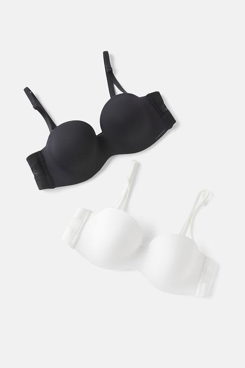 Everyday Strapless Lightly Lined T-Shirt Bra 2Pk - Black/Cream
