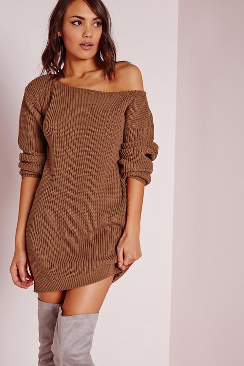 Off-shoulder jumper dress