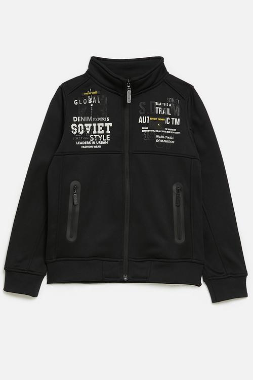 Boys Zip Through Fashion Jacket - Black