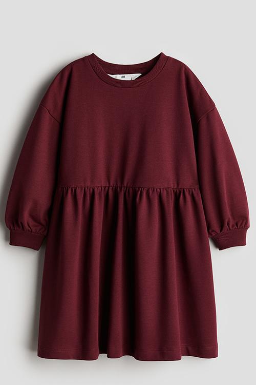 Oversized sweatshirt dress - dark red