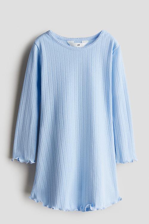 Pointelle jersey dress - blue