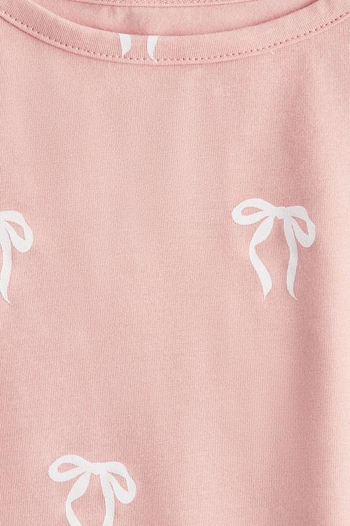 Overlock-detail cotton top - pink bows