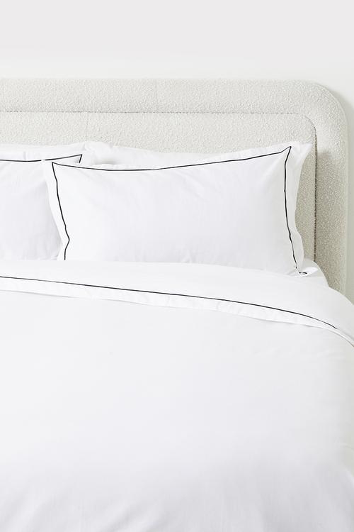 Oxford Cotton Satin Stitch Duvet Cover - Black