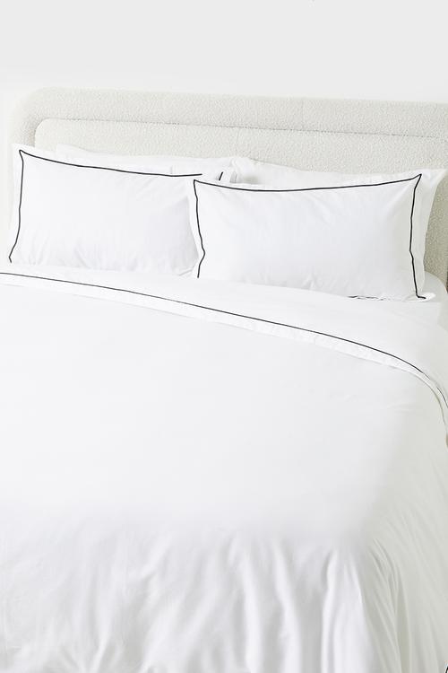 Oxford Cotton Satin Stitch Duvet Cover - Black