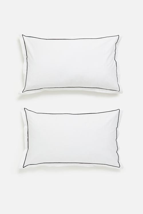 Oxford Satin Stitch std 2pk p/case - white