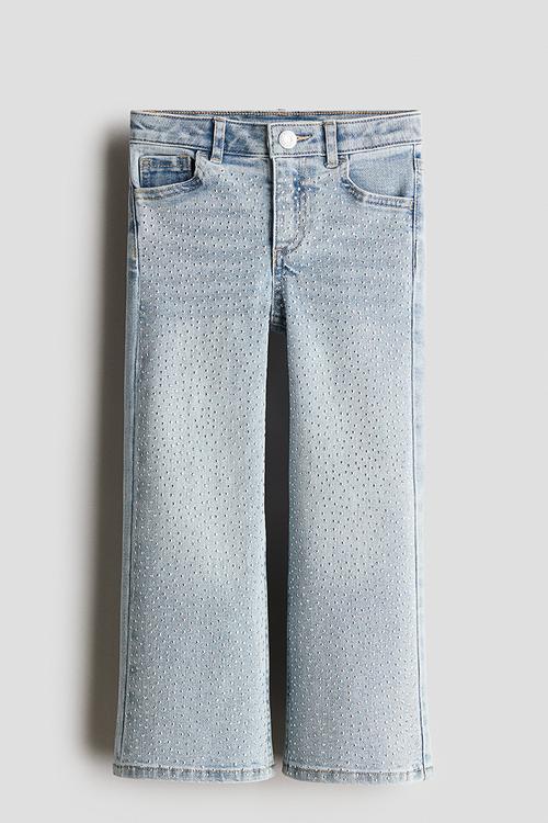 Studded wide leg jeans - light denim blue