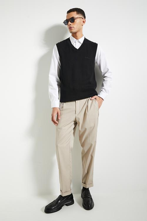 Pull Over Knit S/Less - Black