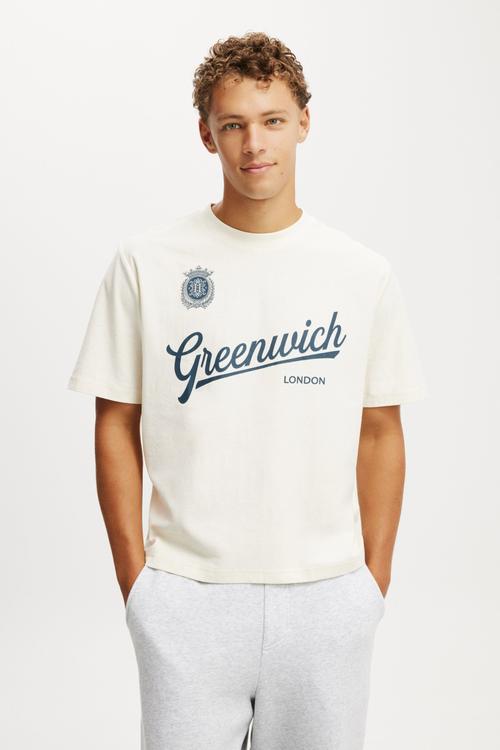 Cropped Fit Graphic T-Shirt - Creampuff/Greenwich Ldn