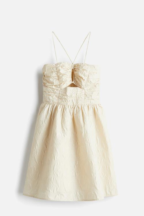 Jacquard-weave mini dress - light beige