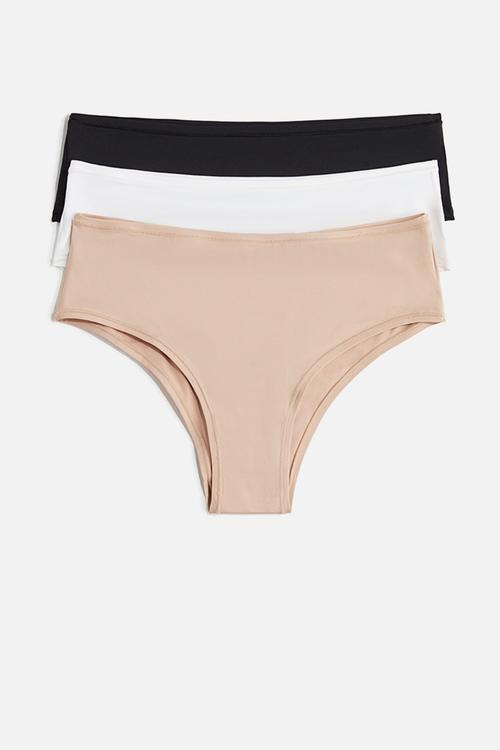 3-pack microfibre hipster briefs - beige/black/white 