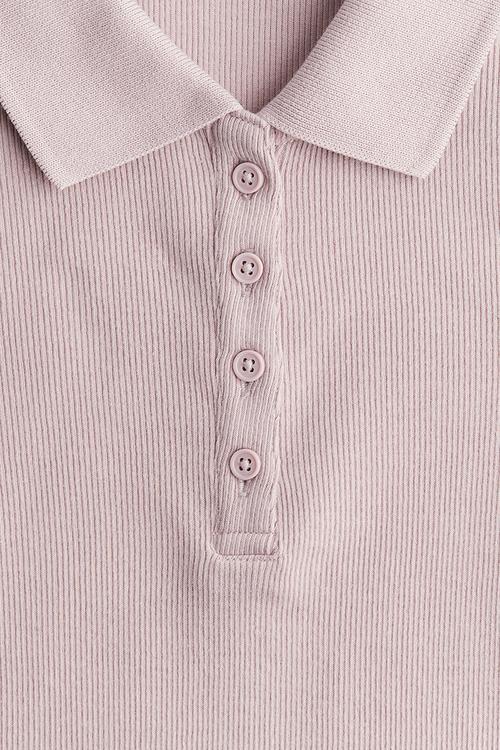 Ribbed polo shirt - light dusty pink 