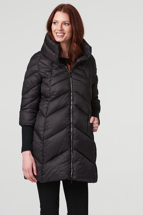 Chevron Puffer Coat - Black