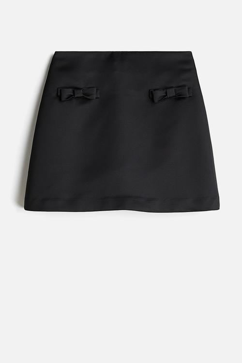 Bow-detail satin mini skirt - black