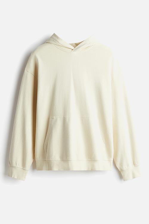 Loose fit washed hoodie - light beige