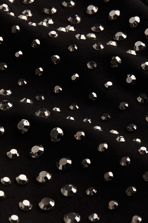 Embellished sleeveless dress - black & silver-coloured