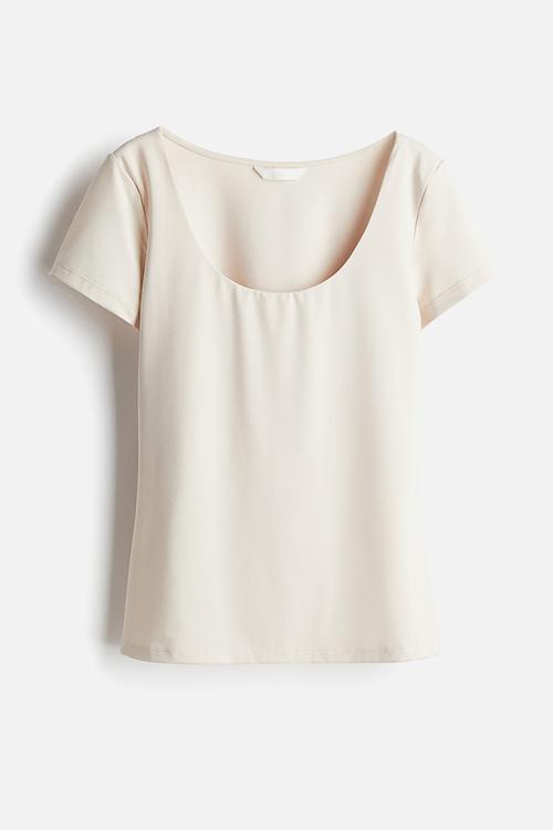Scoop-neck top - light beige