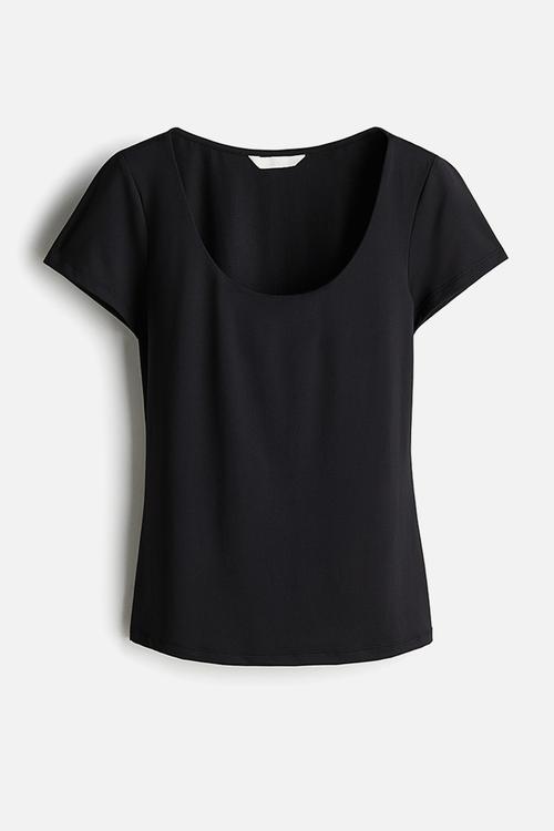 Scoop-neck top - black