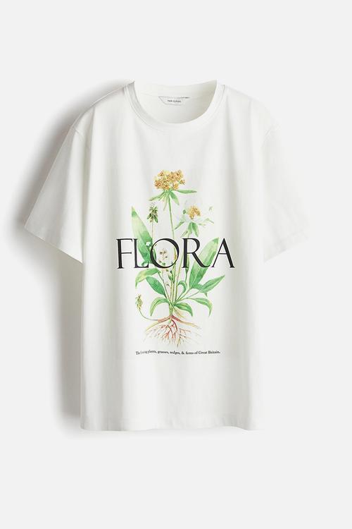 Bead-embellished t-shirt - white flora