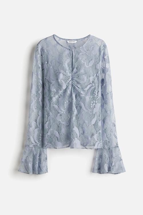 Lace blouse - light dusty blue