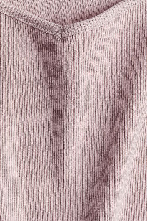 Ribbed sweetheart-neck T-shirt - pink