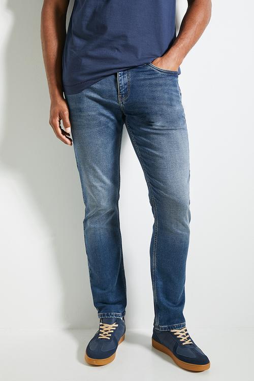 Mens Knitted Slim Leg Denim - Medium Wash