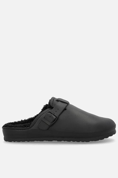 Soft desi fur mule - black
