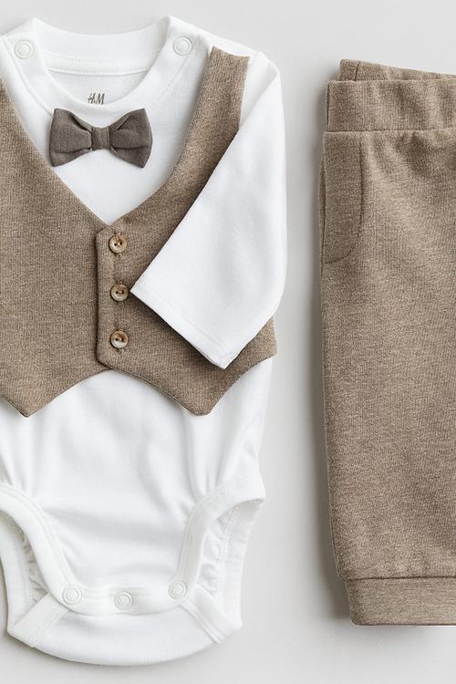 2 piece dressy set - beige & white 