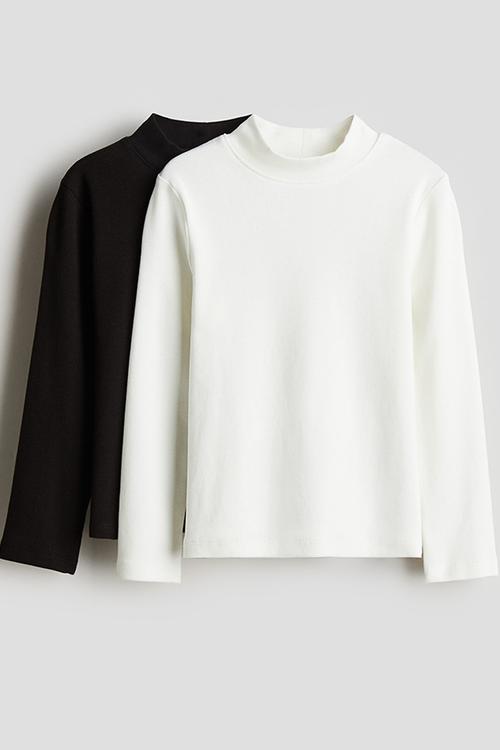 2 pack polo-neck tops - black & white