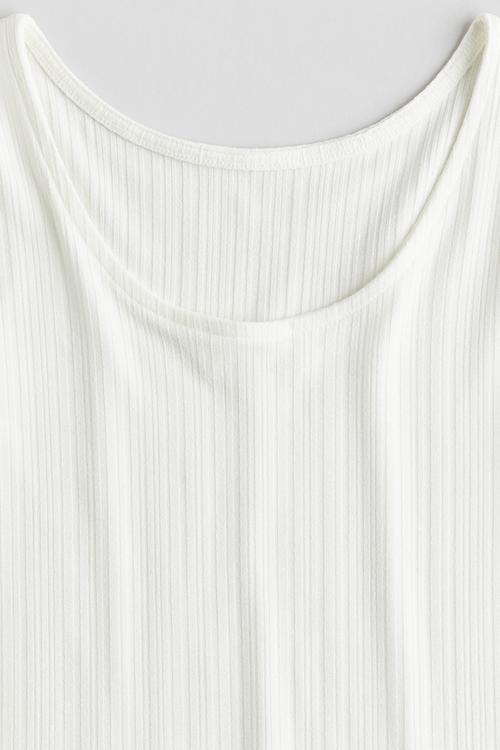 Ribbed jersey top - white
