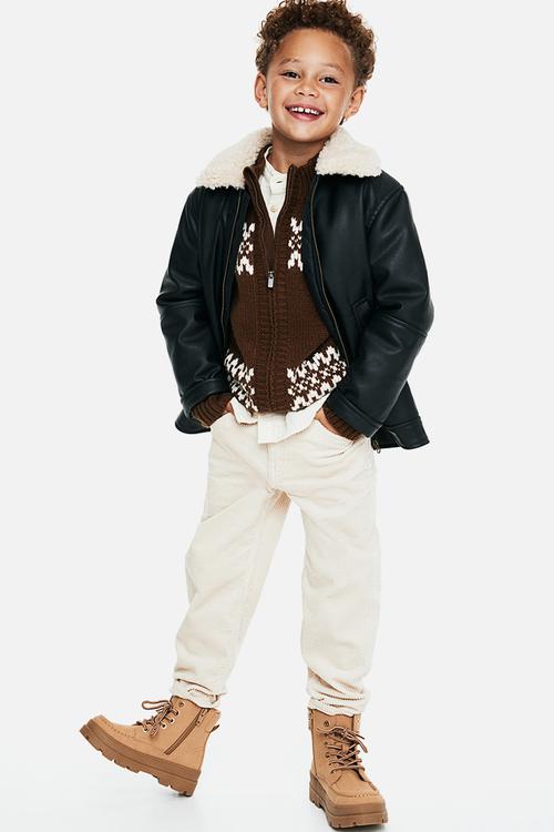 Cotton corduroy trousers - light beige