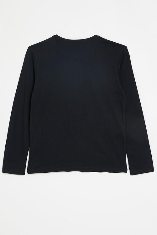 Girls olivia printed ls tee - navy