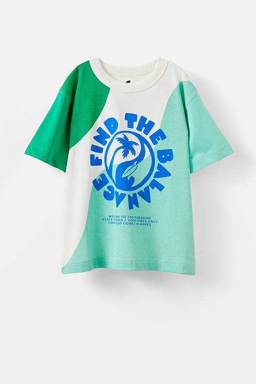 Jonny short sleeve graphic print tee - mint breeze/vanilla/island green/balance wave