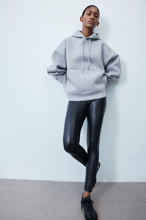 Coated leggings - black