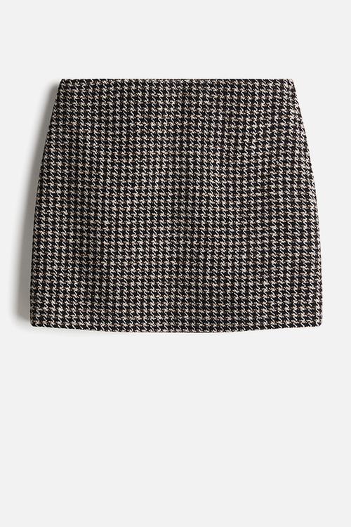Mini skirt - black dogtooth-patterned