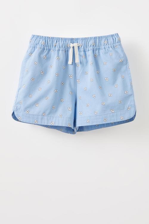 Rosie woven short - dawn blue/daisy stamp