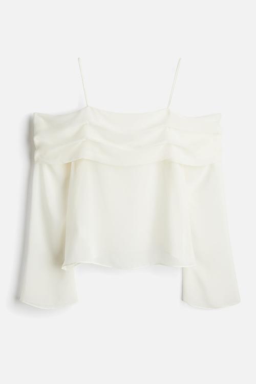 Off-the-shoulder chiffon top - cream