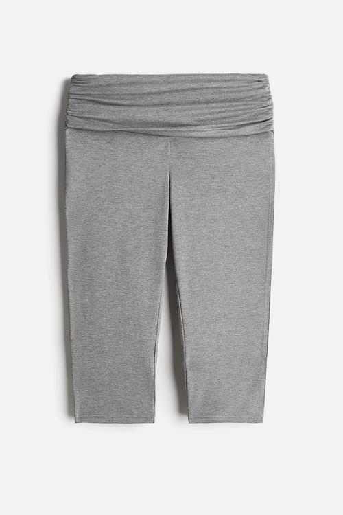 Foldover-waist capri leggings - grey marl 