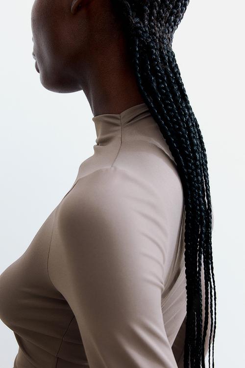Turtleneck microfibre top - greige