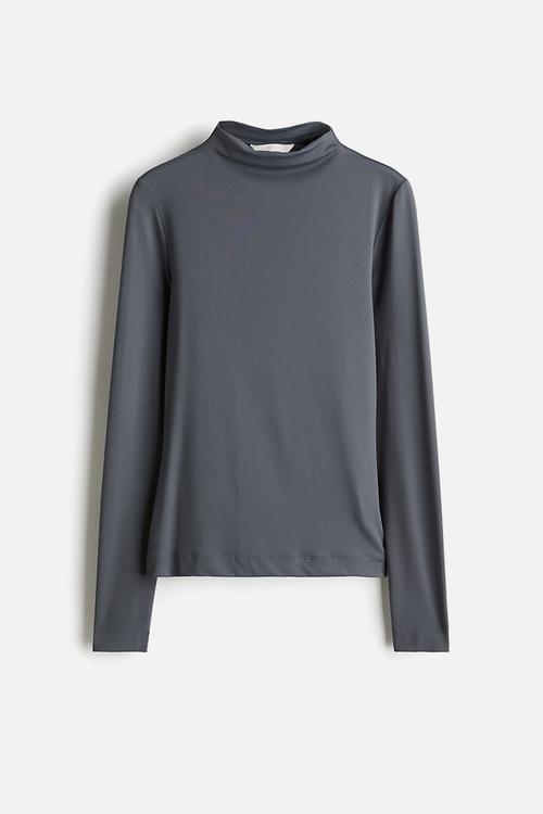 Turtleneck microfibre top - dark grey