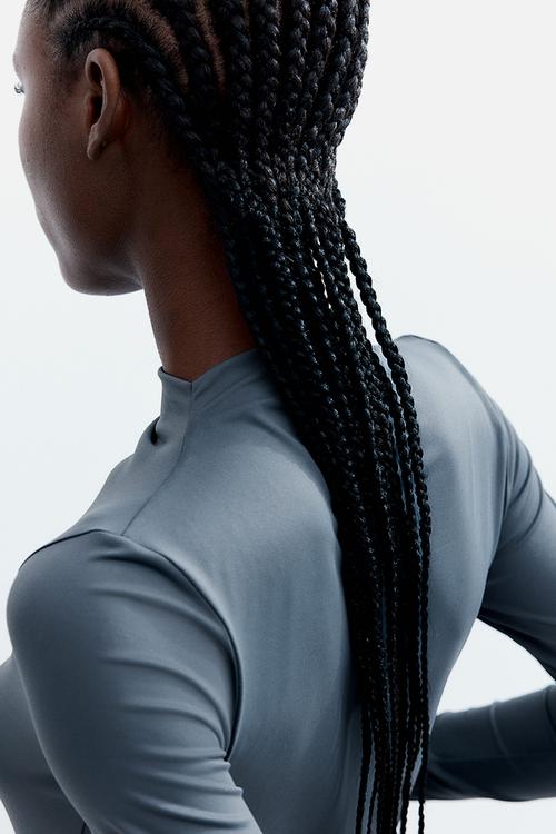 Turtleneck microfibre top - dark grey