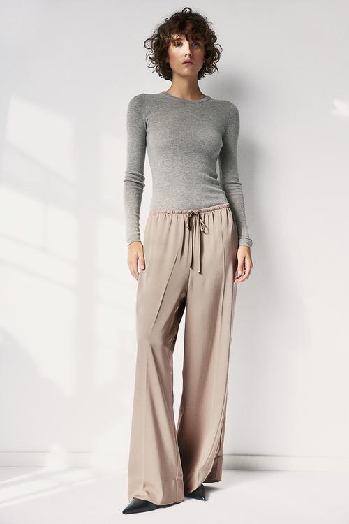 Wide drawstring trousers - beige
