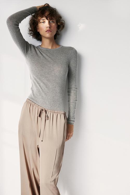 Wide drawstring trousers - beige