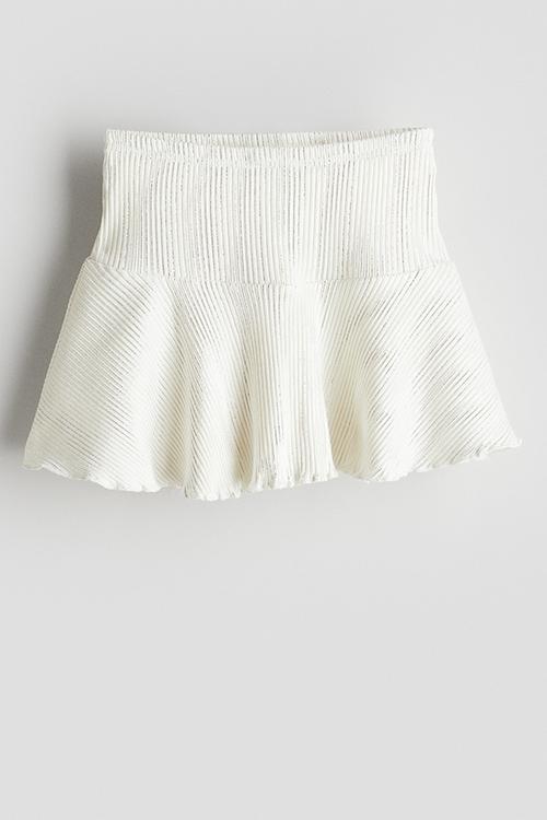 Shimmering jersey skirt - white & silver-coloured 