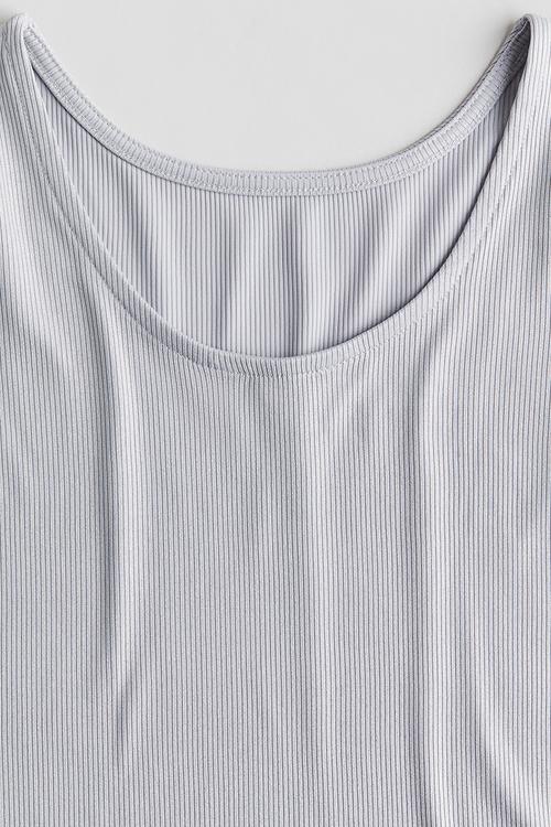 Ribbed jersey top - light grey