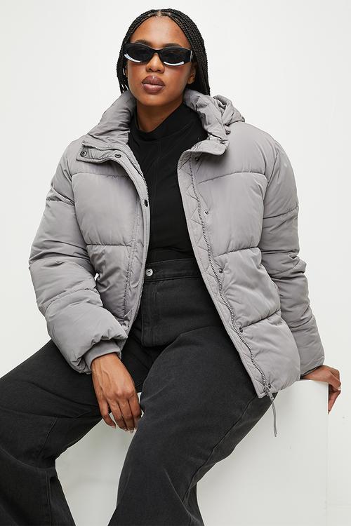 Plus The Mother Puffer Removable Hood Jacket - Desert Grey