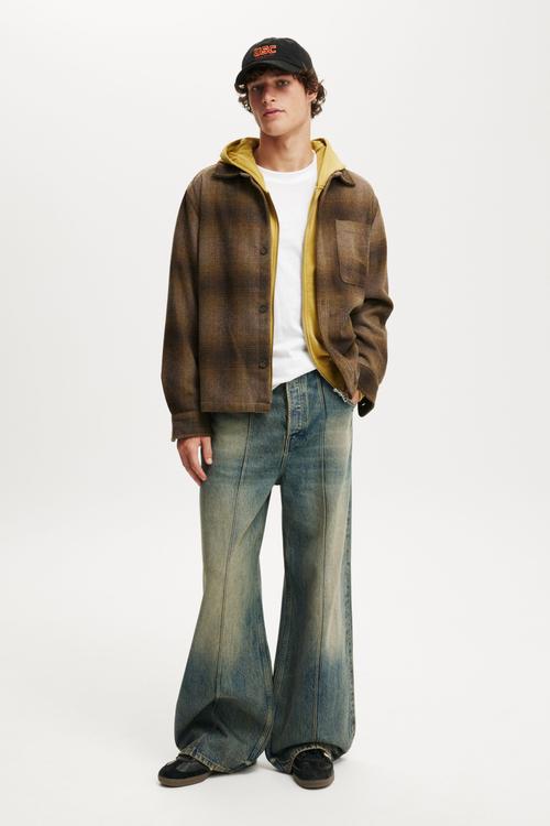Boxy Overshirt - Brown Shadow Check